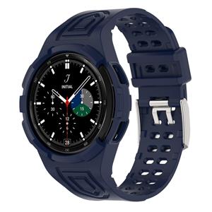 Strap-it Samsung Galaxy Watch 4 Classic 46mm siliconen bandje met frame (donkerblauw)