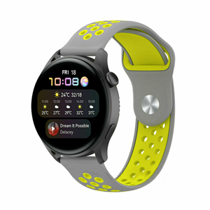 Strap-it Huawei Watch 3 (Pro) sport band (grijs/geel)