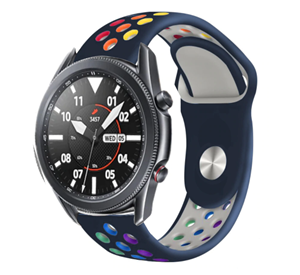 Strap-it Samsung Galaxy Watch 3 sport band 45mm (donkerblauw/kleurrijk)