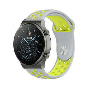 Strap-it Huawei Watch GT 2 Pro sport band (grijs/geel)