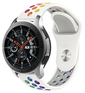 Strap-it Samsung Galaxy Watch sport band 46mm (wit kleurrijk)