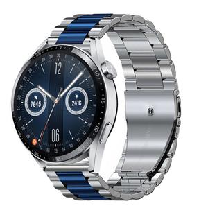 Strap-it Huawei Watch GT 3 46mm stalen band (zilver/blauw)