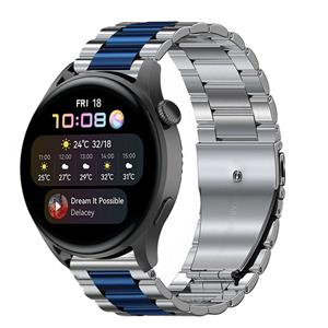 Strap-it Huawei Watch 3 (Pro) stalen band (zilver/blauw)
