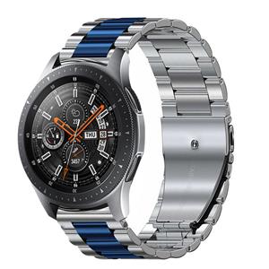Strap-it Samsung Galaxy Watch 46mm stalen band (zilver/blauw)