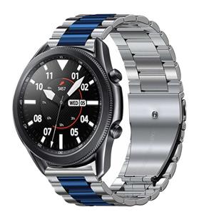 Strap-it Samsung Galaxy Watch 3 45mm stalen band (zilver/blauw)