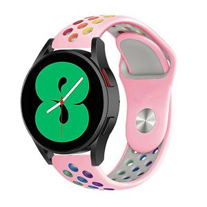 Strap-it Samsung Galaxy Watch 4 - 44mm sport band (roze/kleurrijk)