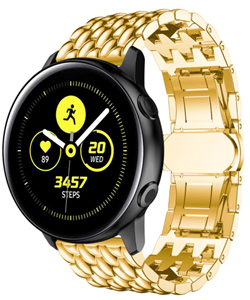 Strap-it Samsung Galaxy Watch 42mm stalen draak band (goud)