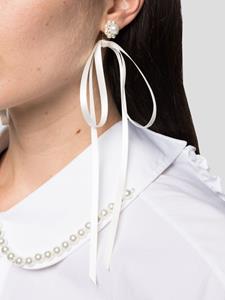 Simone Rocha pearl-embellished ribbon bow earrings - Wit