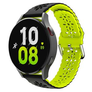 Strap-it Samsung Galaxy Watch 5 - 44mm siliconen bandje met patroon (zwart/groen)