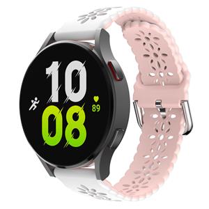 Strap-it Samsung Galaxy Watch 5 - 44mm siliconen bandje met patroon (wit/roze)