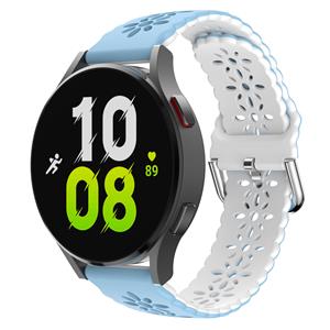 Strap-it Samsung Galaxy Watch 5 - 44mm siliconen bandje met patroon (lichtblauw/wit)