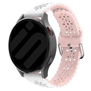 Strap-it Samsung Galaxy Watch 42mm siliconen bandje met patroon (wit/roze)