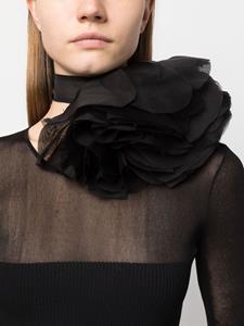 Nina Ricci floral-embellished silk necklace - Zwart
