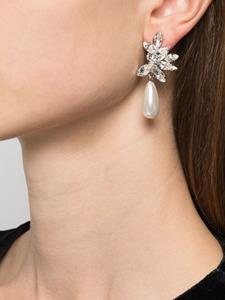 Jennifer Behr crystal-pearl drop earrings - Zilver