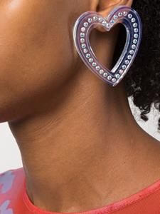 SafSafu Big Heart crystal-embellished earrings - Beige
