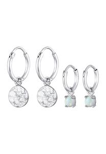 Elli Dames Creools Set van 2 met Opaal in 925 sterling zilver