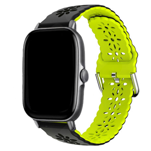 Strap-it Amazfit GTS 2 siliconen bandje met patroon (zwart/groen)