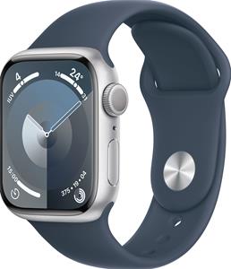 Apple Watch Series 9 GPS 41 mm Aluminium kast Sportband Storm Blue M/L