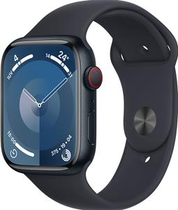 Apple Watch Series 9 GPS + Cellular 45 mm Aluminium kast Sportband Midnight M/L