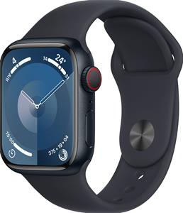 Apple Watch Series 9 GPS + Cellular 41 mm Aluminium kast Sportband Midnight M/L