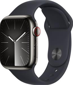 AppleWatch S9 Edelstahl Cellular 41mm Graphit - (Sportarmband mitternacht) S/M