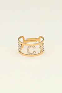 My jewellery Initial ring met steentjes