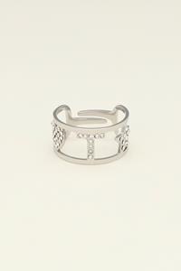 My jewellery Initial ring met steentjes