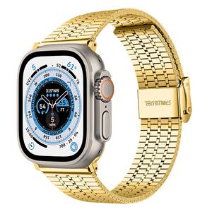 Strap-it Apple Watch Ultra roestvrij stalen band (goud)