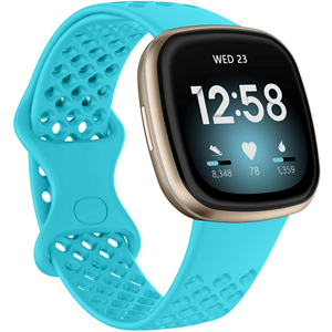 Strap-it Fitbit Versa 3 siliconen bandje met gaatjes (lichtblauw)