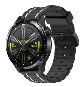 Strap-it Huawei Watch GT 3 46mm sport gesp band (zwart/wit)