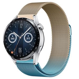 Strap-it Huawei Watch GT 3 46mm Milanese band (blauw/goud)