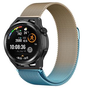 Strap-it Huawei Watch GT Runner Milanese band (blauw/goud)