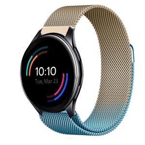 Strap-it OnePlus Watch Milanese band (blauw/goud