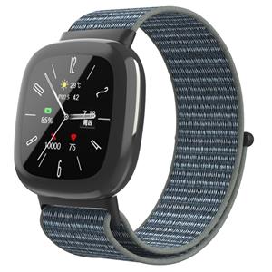 Strap-it Fitbit Versa 4 nylon bandje (grijs-groen)