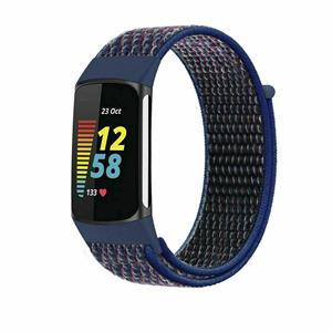 Strap-it Fitbit Charge 6 nylon bandje (indigo blauw)