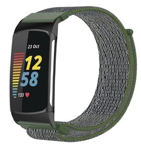 Strap-it Fitbit Charge 6 nylon bandje (groen)