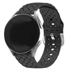 Strap-it Samsung Galaxy Watch 4 44mm gevlochten siliconen bandje (zwart)