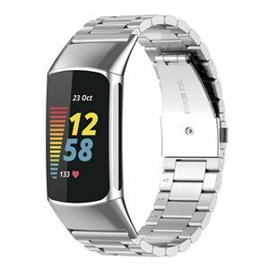 Strap-it Fitbit Charge 6 stalen band (zilver)