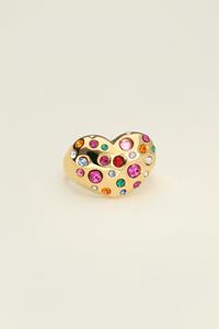 My jewellery Universe statement ring met hart en gekleurde steentjes