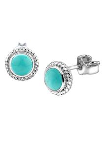 Nenalina Oorbellen Dames Oorstekers Klassiek met Turquoise Howliet Edelsteen in 925 Sterling Zilver