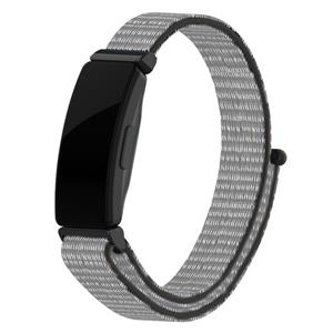 Strap-it Fitbit Inspire nylon bandje (grijs-zwart)