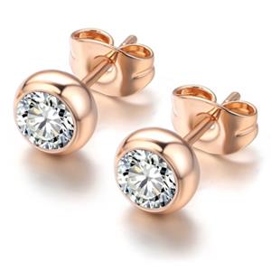 Cilla Jewels oorknoppen Zirkonia Rosegoud Verguld staal