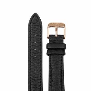Simple Elk Leather Watch Band 16mm (Black)