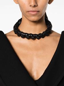 Niccolò Pasqualetti braided leather chocker necklace - Zwart