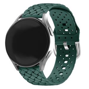 Strap-it Samsung Galaxy Watch 4 40mm gevlochten siliconen bandje (donkergroen)