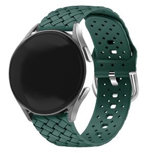 Strap-it Huawei Watch GT 3 42mm gevlochten siliconen bandje (donkergroen)