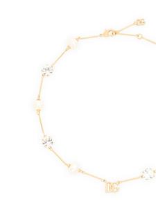 Dolce & Gabbana logo-plaque crystal-embellished necklace - Goud