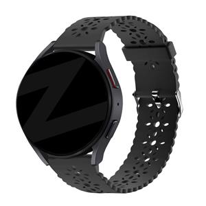 Bandz Samsung Galaxy Watch 4 Classic 46mm siliconen band met bloemenpatroon (zwart)