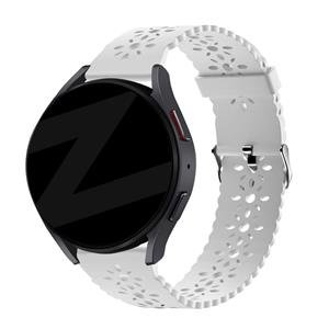 Bandz Samsung Galaxy Watch 4 Classic 46mm siliconen band met bloemenpatroon (wit)