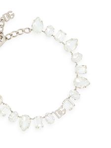 Dolce & Gabbana logo-plaque crystal-embellished necklace - Zilver